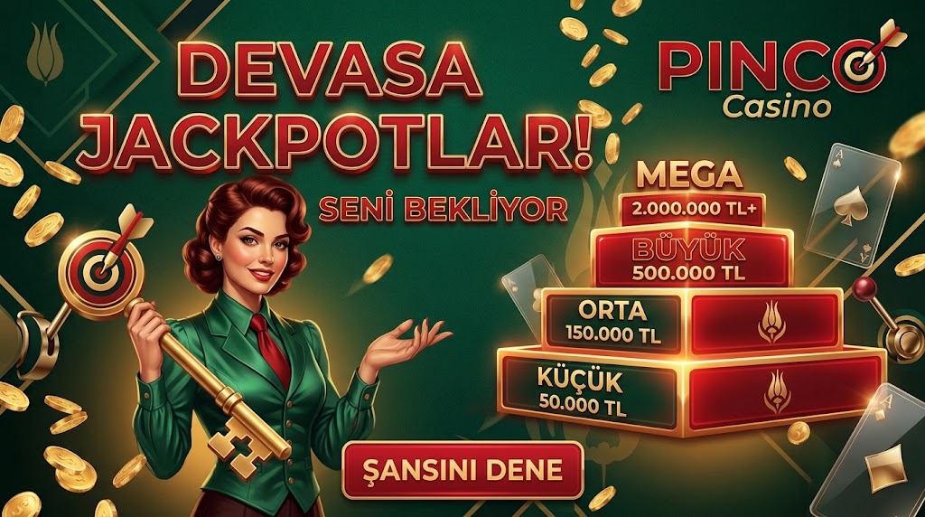 Pinco promo code bonus şartları — jackpot kademeleri ve anahtar görseli